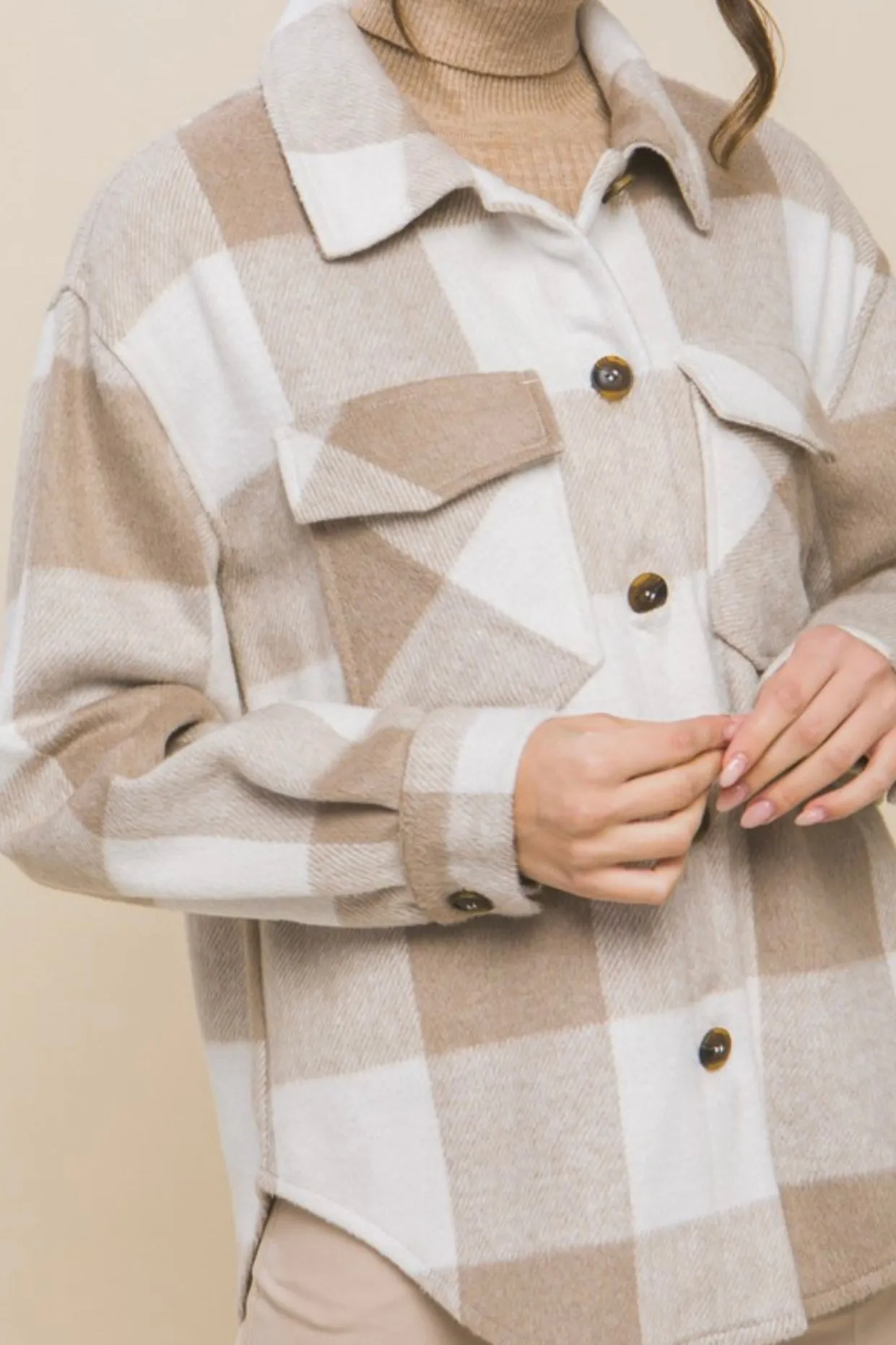 Taupe Keep Shining Plaid Shacket