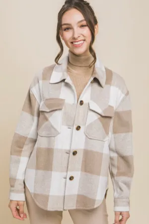 Taupe Keep Shining Plaid Shacket