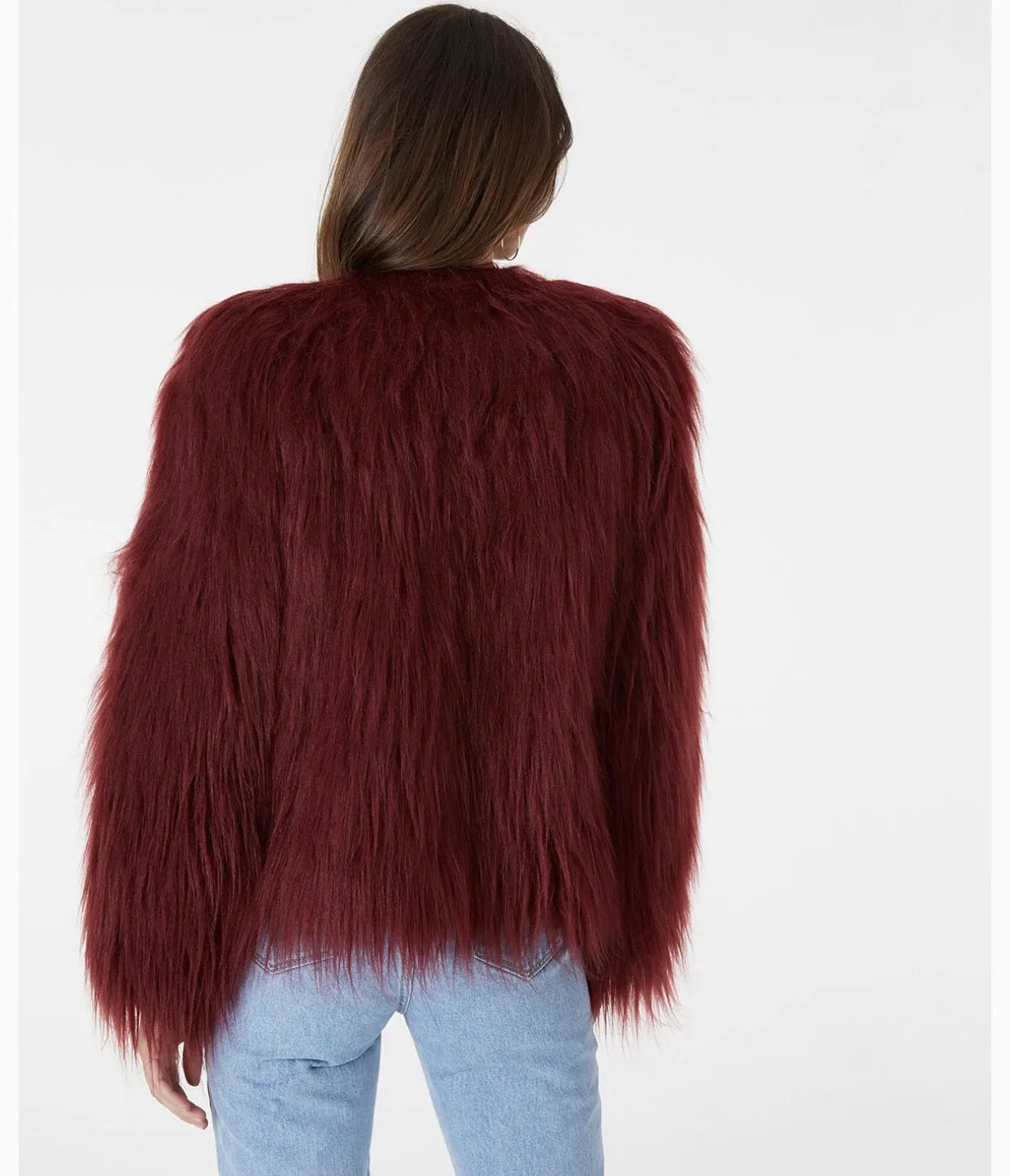 Tess wine faux fur jacket