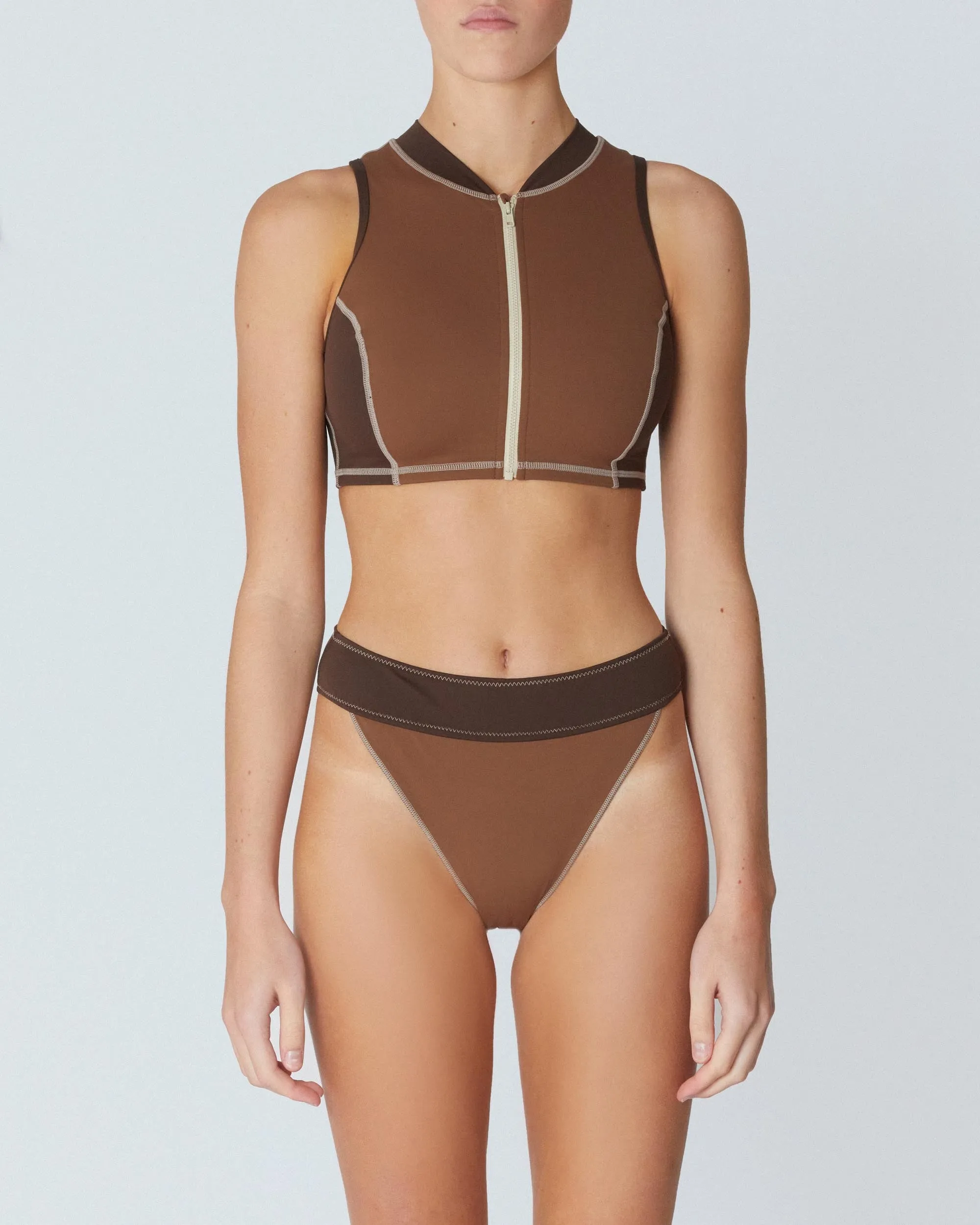 The Contour Zip Crop - Tortoise