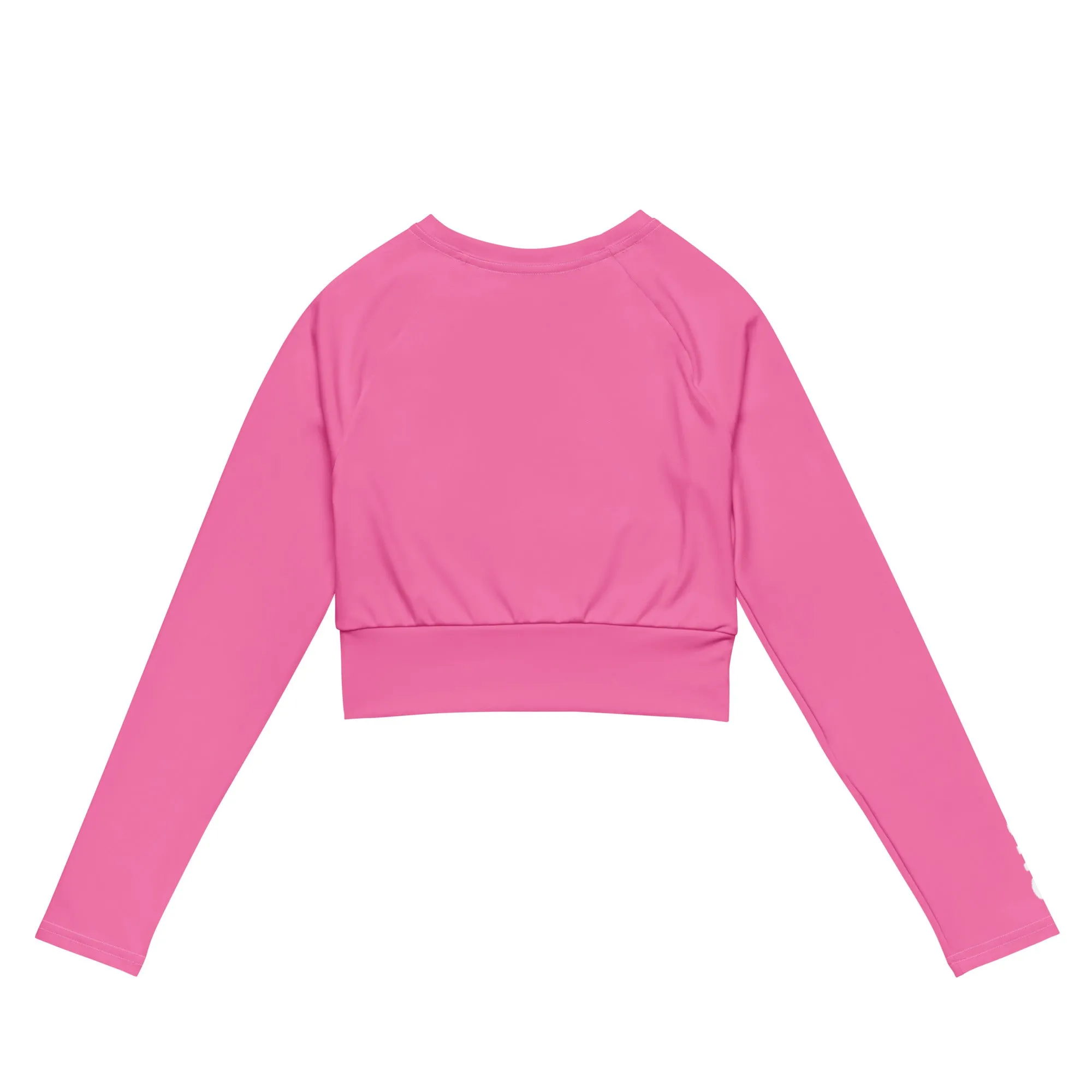 THE ESSENTIAL, SOFT AND STRETCHY, LONG SLEEVE FITTED CROP TOP BRIGHT PINK