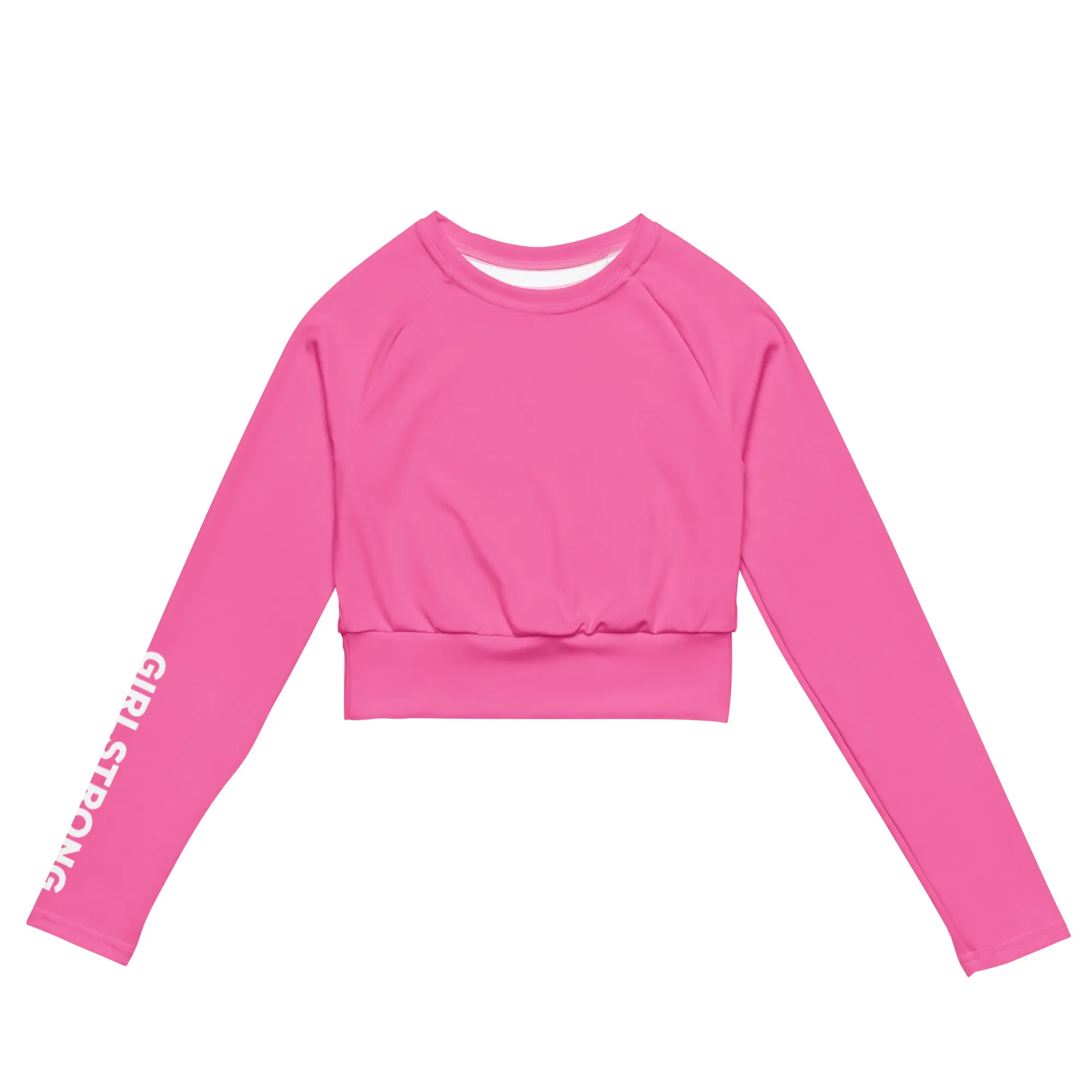 THE ESSENTIAL, SOFT AND STRETCHY, LONG SLEEVE FITTED CROP TOP BRIGHT PINK