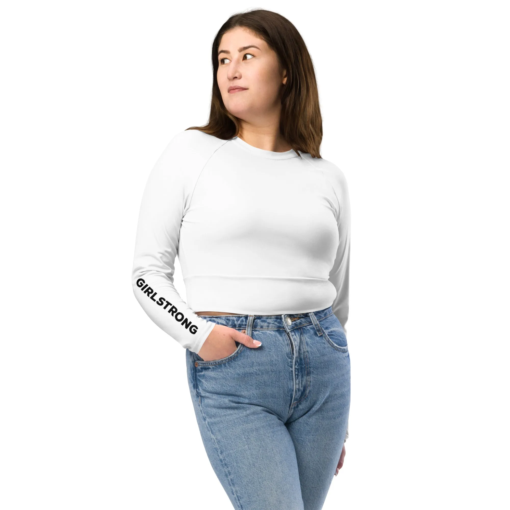 THE ESSENTIAL, SOFT AND STRETCHY, LONG SLEEVE FITTED CROP TOP WHITE