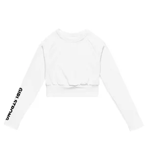 THE ESSENTIAL, SOFT AND STRETCHY, LONG SLEEVE FITTED CROP TOP WHITE