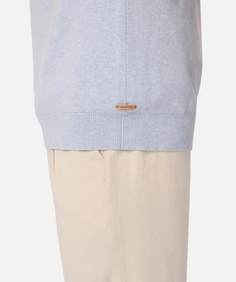 The Lakewood Zip Neck Knit - Light Blue Marle