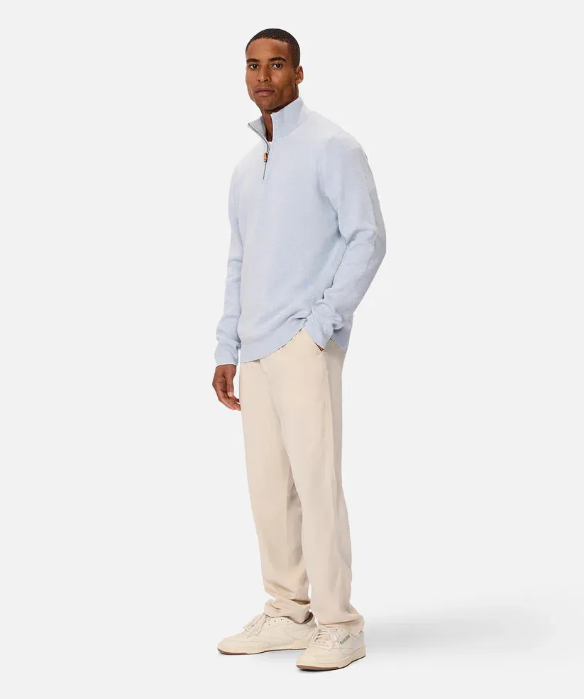 The Lakewood Zip Neck Knit - Light Blue Marle