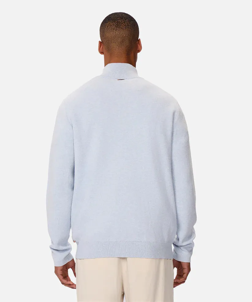 The Lakewood Zip Neck Knit - Light Blue Marle