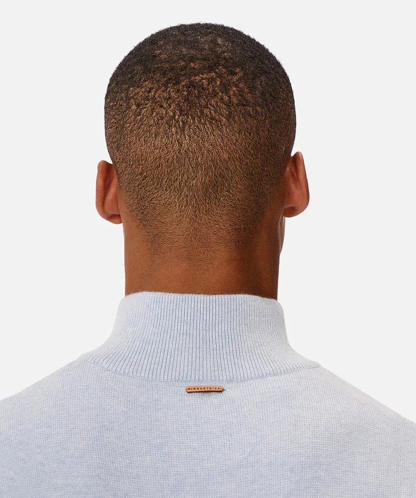 The Lakewood Zip Neck Knit - Light Blue Marle