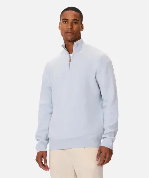 The Lakewood Zip Neck Knit - Light Blue Marle