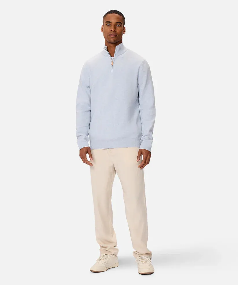 The Lakewood Zip Neck Knit - Light Blue Marle