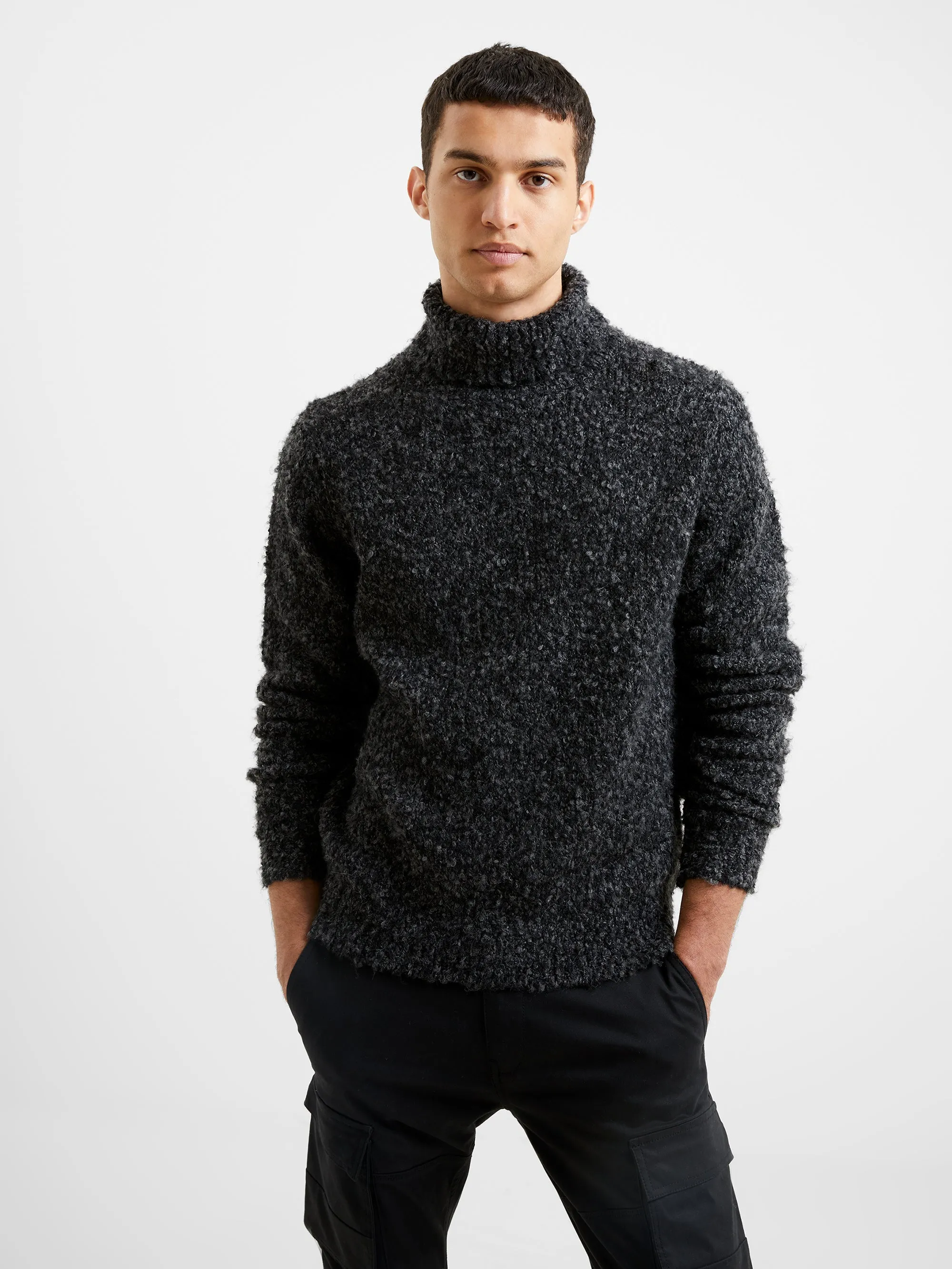 Twisted Boucle Roll Neck Jumper