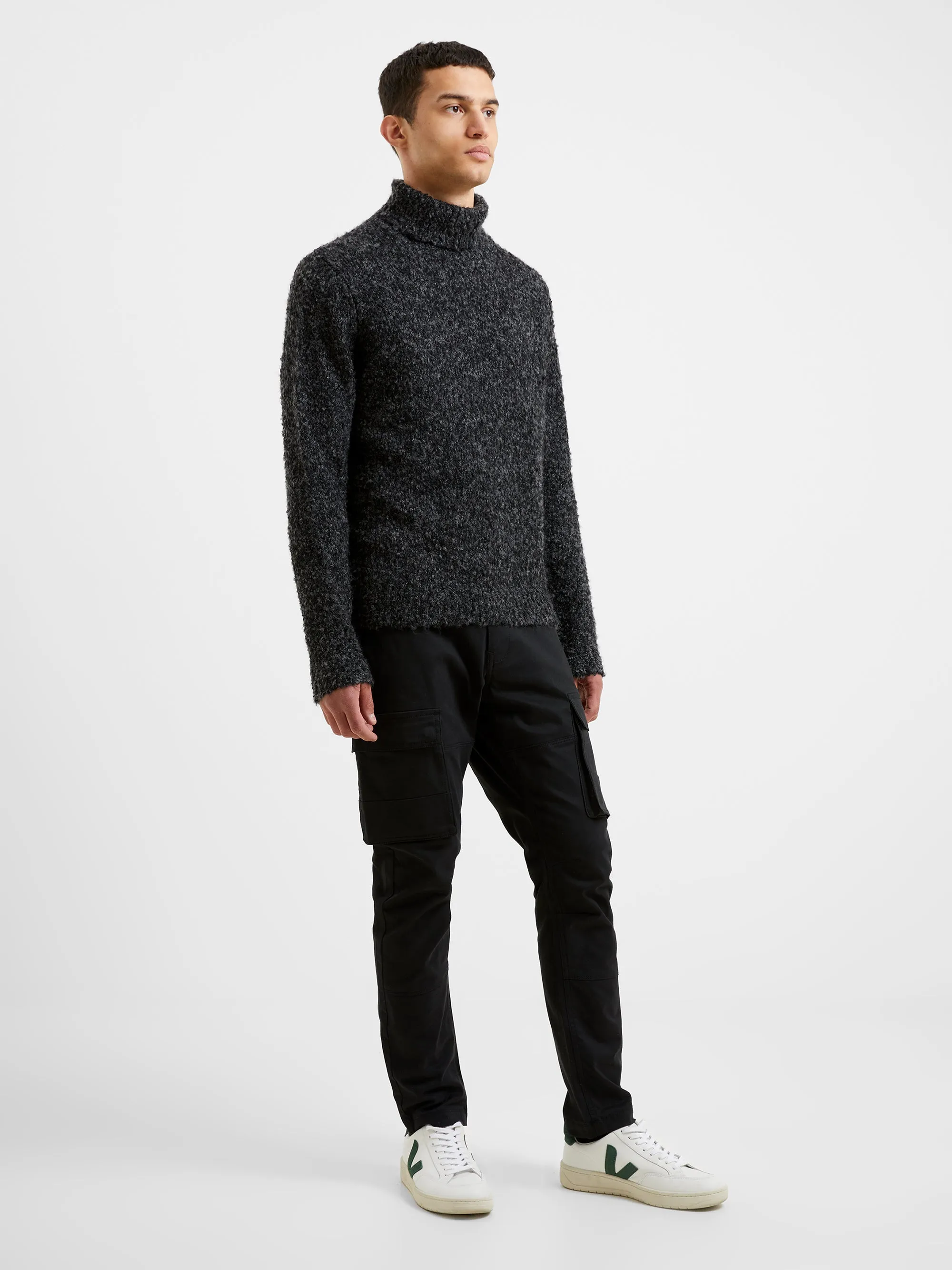 Twisted Boucle Roll Neck Jumper