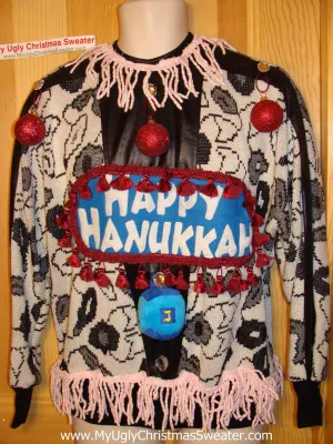 Ugly Christmas Sweater Party Hanukkah Sweater Vintage 80s (j188)