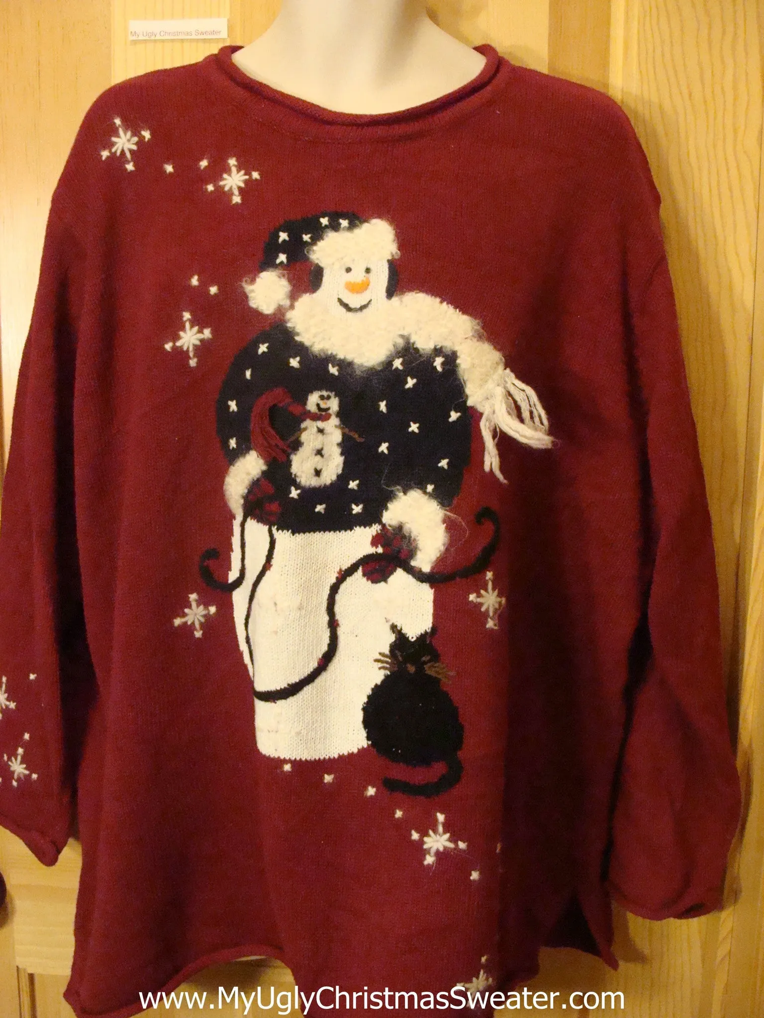 Ugly Christmas Sweater Snowman Cat Womens Mens XXXL