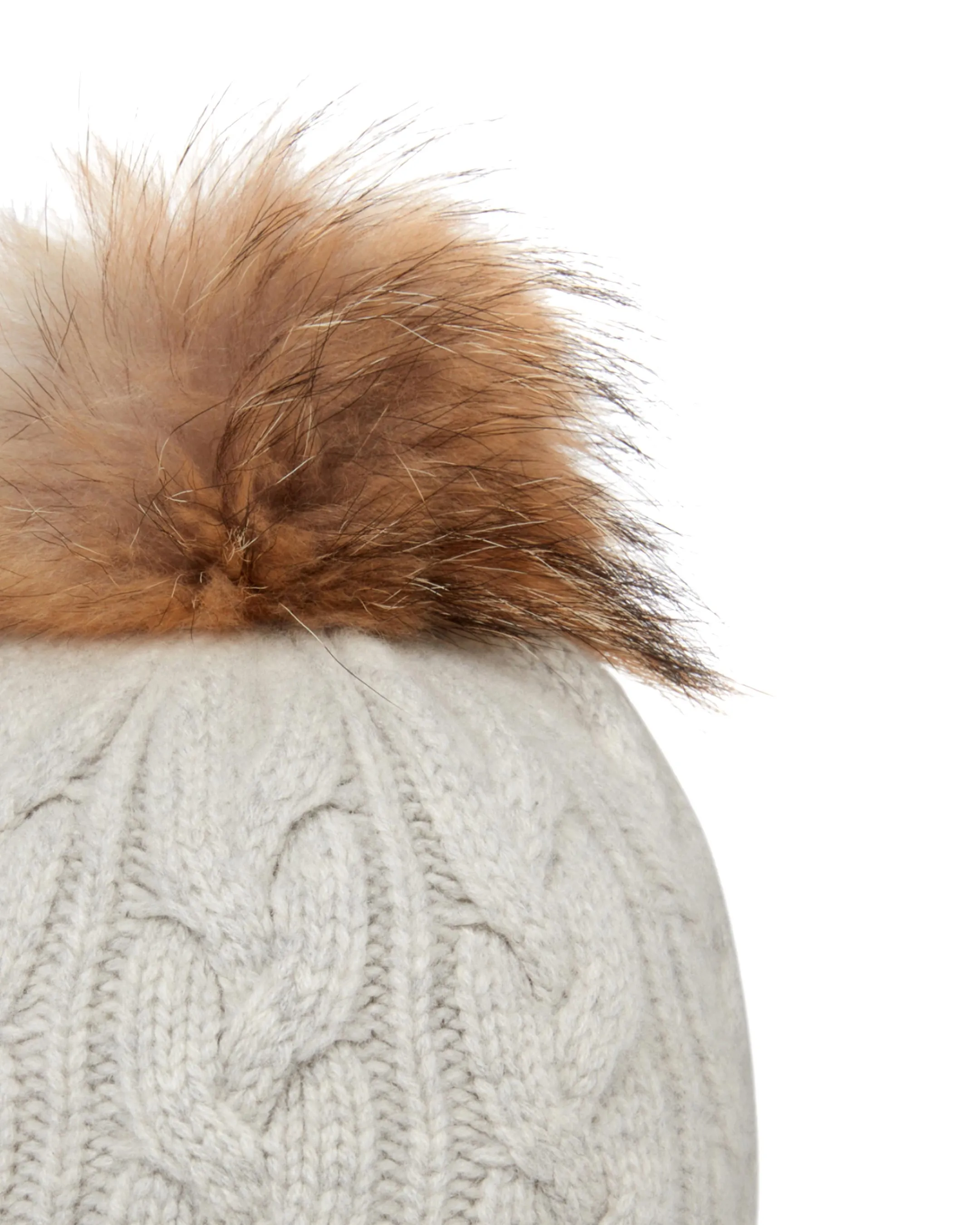 Unisex Chunky Cable Cashmere Pom Hat Fumo Grey