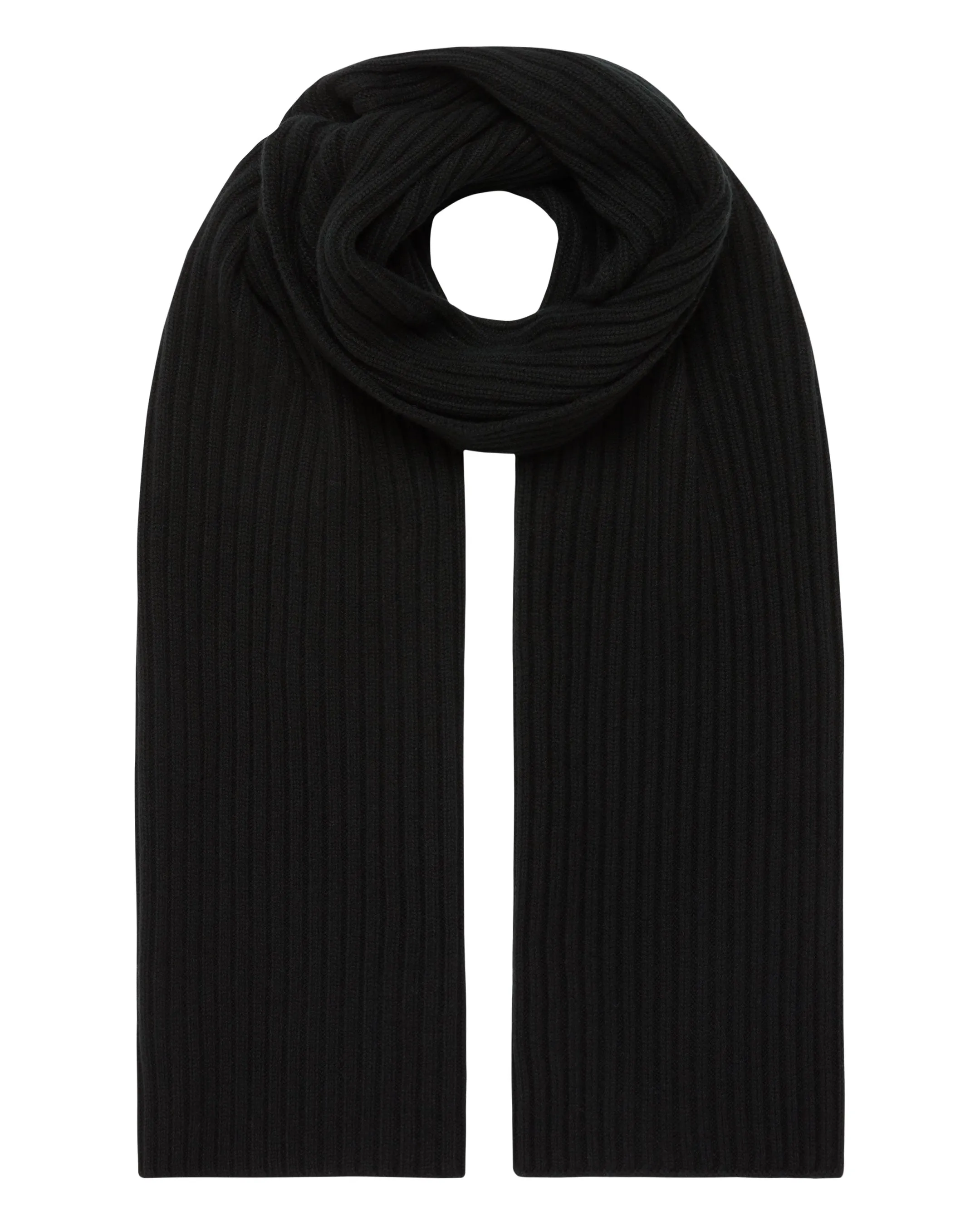 Unisex Chunky Rib Cashmere Scarf Black