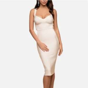 White Bodycon Dress Midi Length