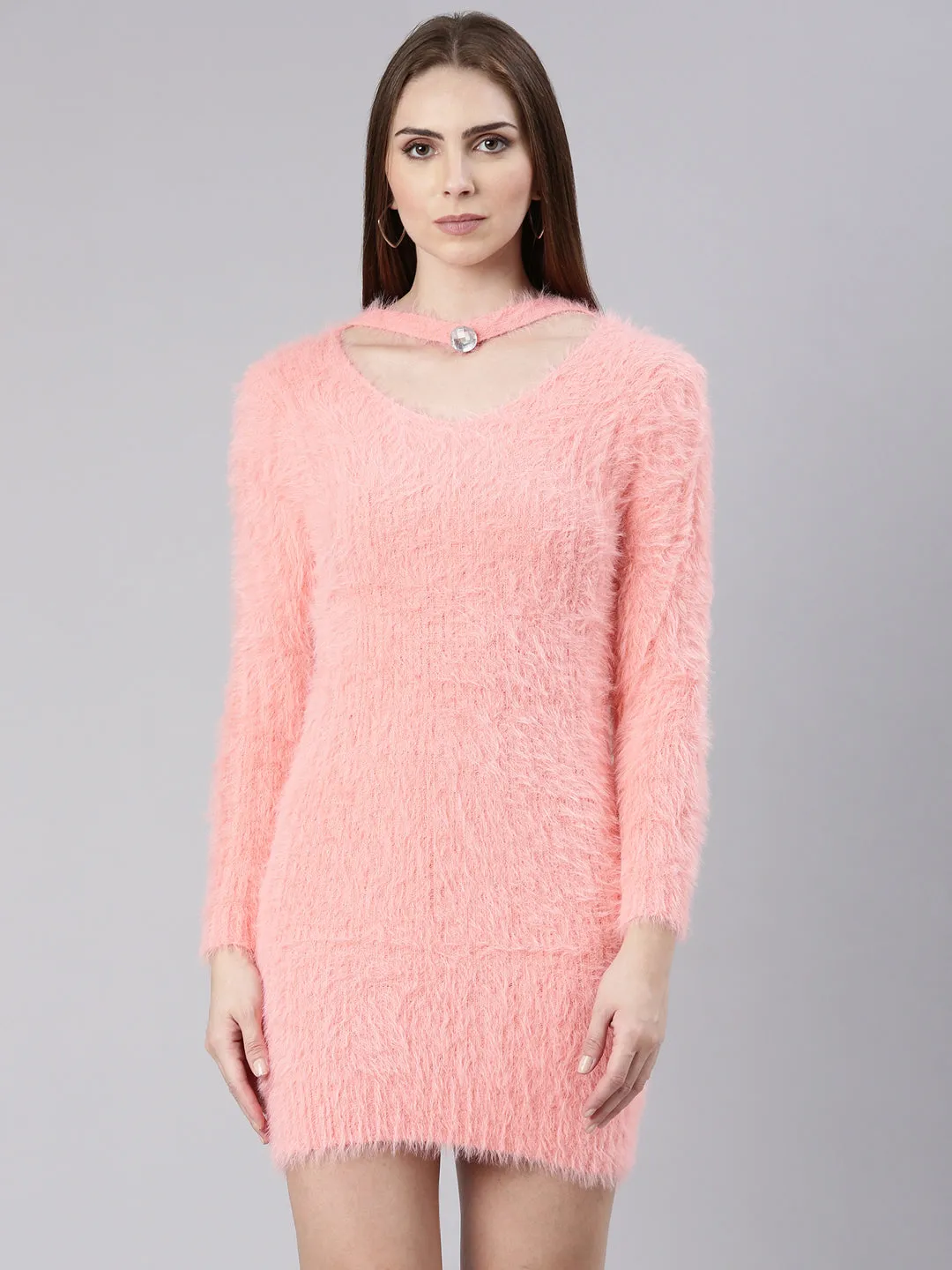 Women Pink Solid Bodycon Dress