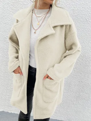 Women's Cozy Dropped Shoulder Coat with Pockets