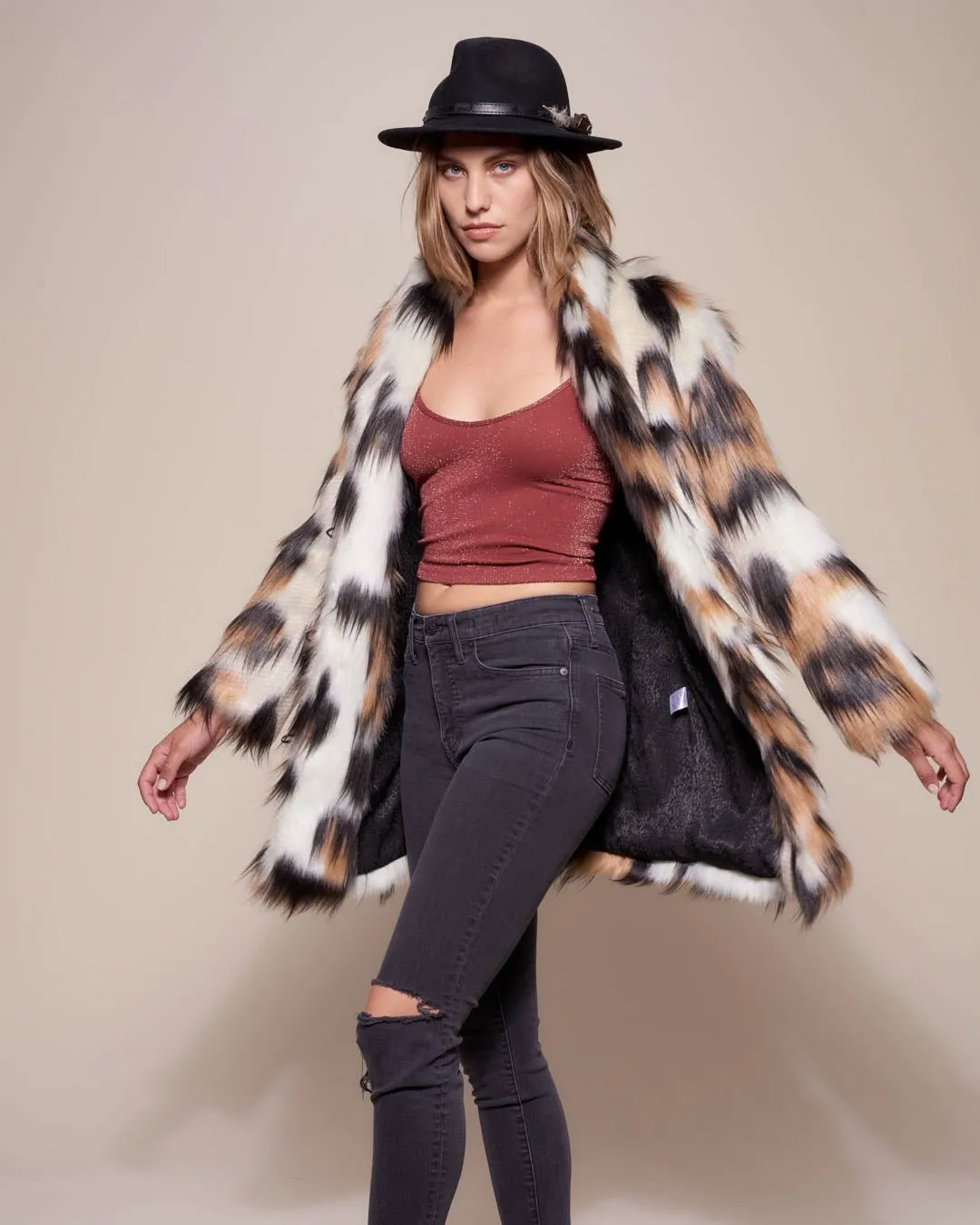 Women's Faux Fur Coat | Manx Cat