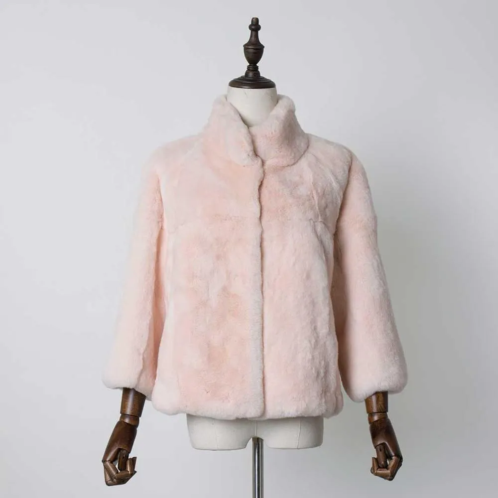 Women's Genuine Rabbit Fur Coat Women Thick Warm Pelt Outerwear 17165