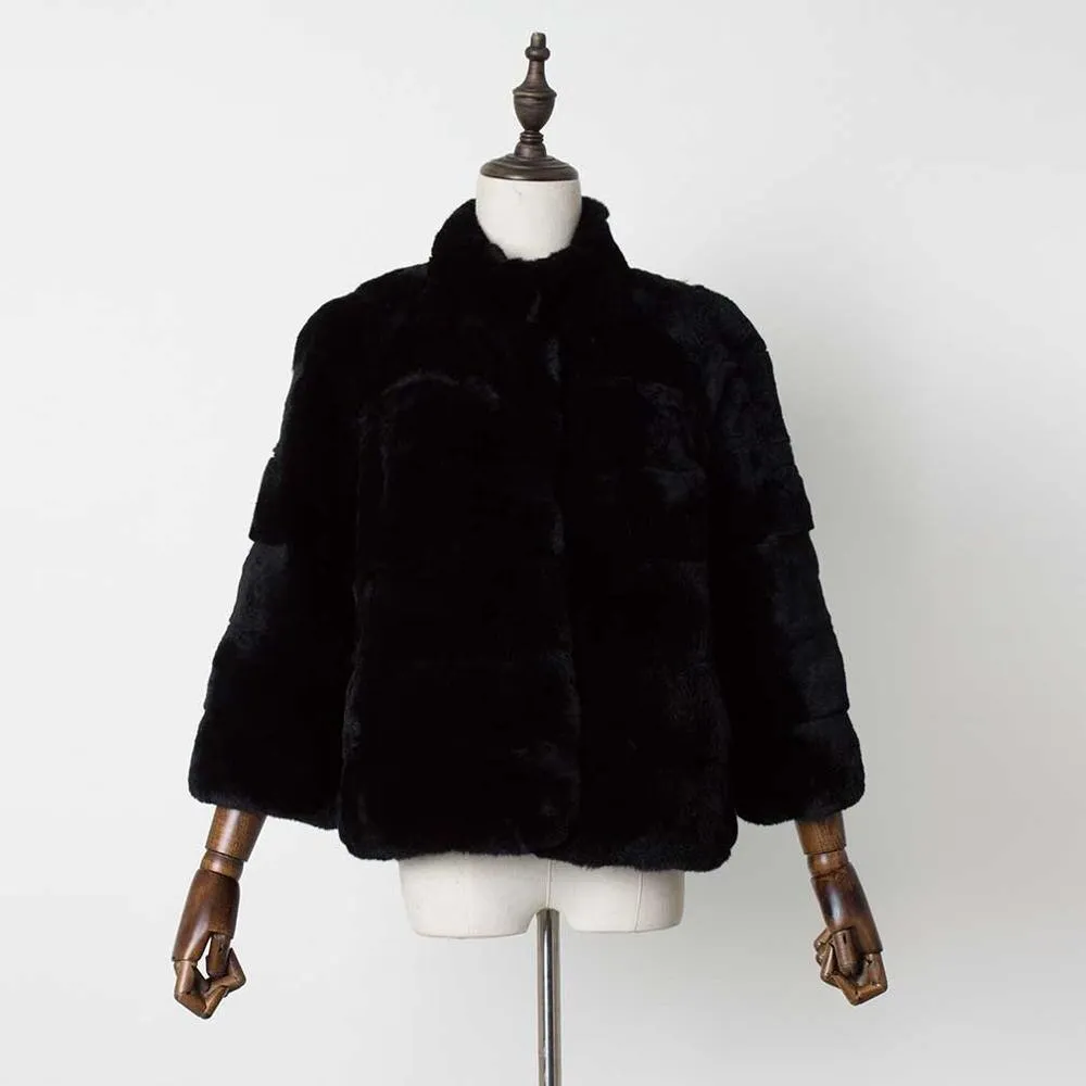 Women's Genuine Rabbit Fur Coat Women Thick Warm Pelt Outerwear 17165