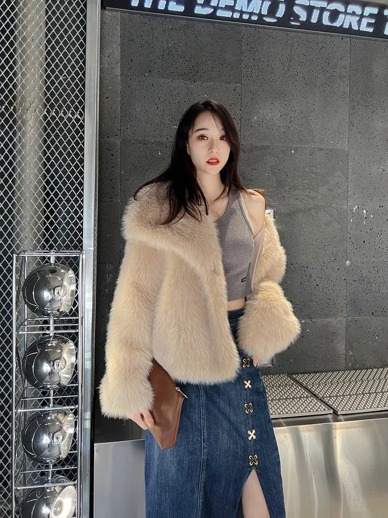 Women's Warm Big Collar Faux Fur Coat