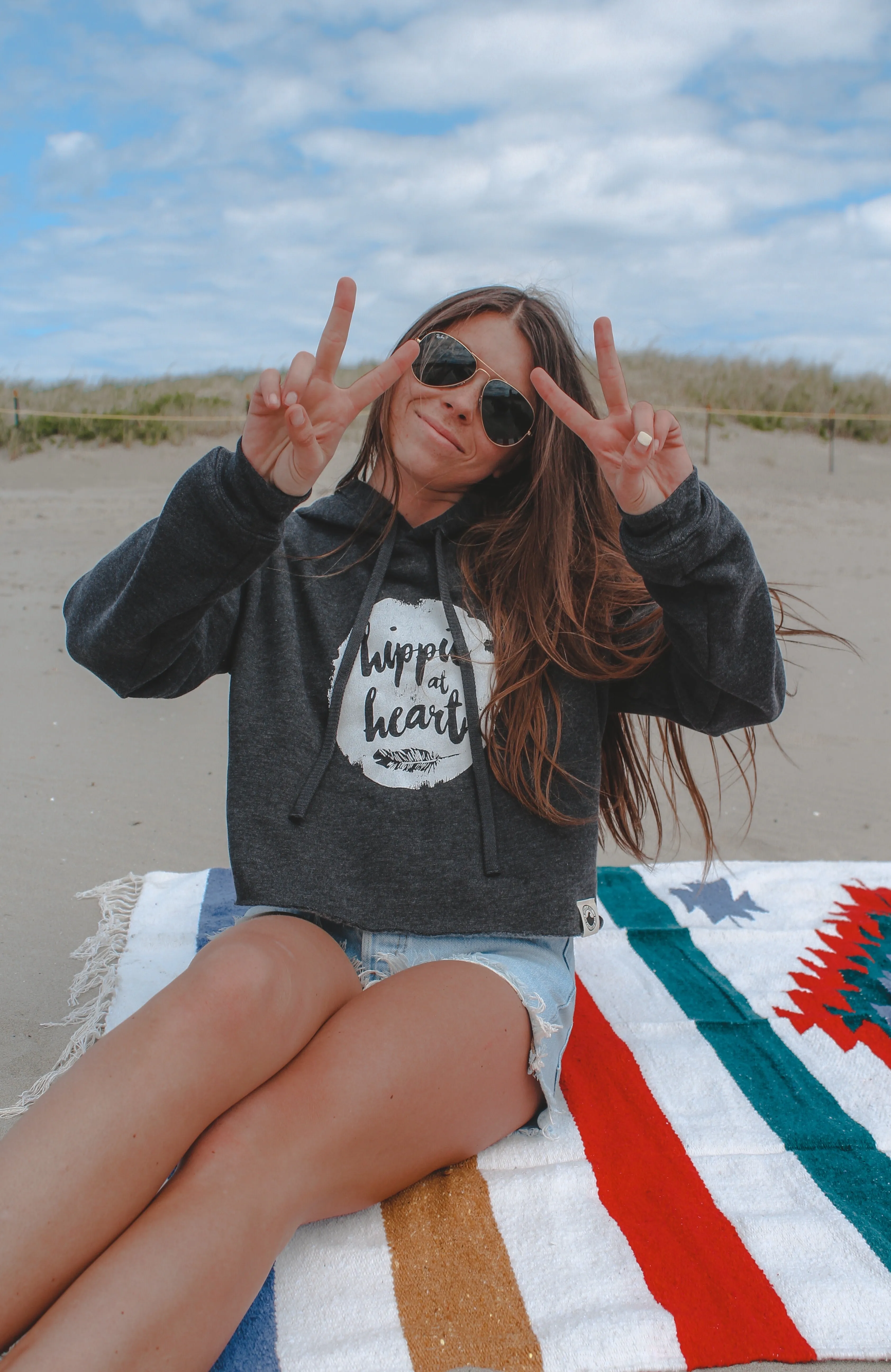 WS - Hippie At Heart Cropped Hoodie